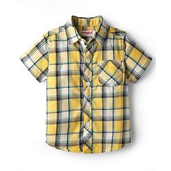 Babyhug Cotton Woven Half Sleeve Check Shirt - Yellow