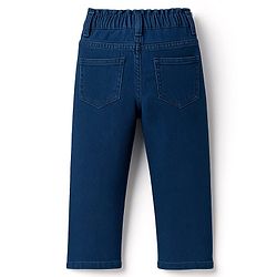 Babyhug Denim Full Length Washed Jeans With Stretch & Floral Embroidery - Navy Blue