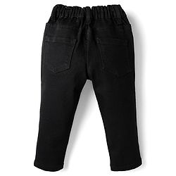 Babyhug Denim Full Length Washed Jeans With Stretch & Star Foil Print - Black