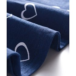 Babyhug Single Jersey Knit Cap Sleeves Frock With Heart Print - Navy Blue