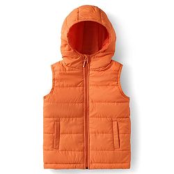 Babyhug Woven Sleeveless Solid Color Padded Hooded Jacket - Olive Green