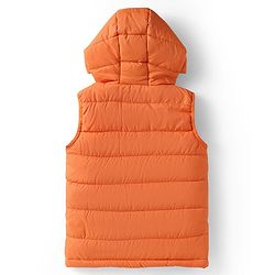 Babyhug Woven Sleeveless Solid Color Padded Hooded Jacket - Olive Green