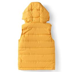 Babyhug Woven Sleeveless Solid Color Padded Hooded Jacket - Olive Green