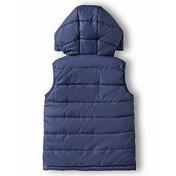 Babyhug Woven Sleeveless Solid Color Padded Hooded Jacket - Olive Green