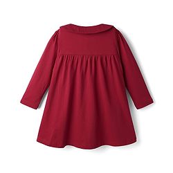 Babyhug Single Jersey Knit Full Sleeves Unicorn Printed Frock With Peter Pan Collar - Red