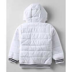 Babyhug Woven Full Sleeves Hooded Padded Jacket With Alphabet Patch - White