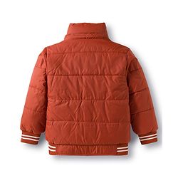 Babyhug Woven Full Sleeves Hooded Padded Jacket with Patch Detailing - Brown