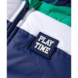 Babyhug Woven Full Sleeves Padded Hooded Jacket With Patch Detailing - Navy Blue