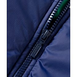 Babyhug Woven Full Sleeves Padded Hooded Jacket With Patch Detailing - Navy Blue