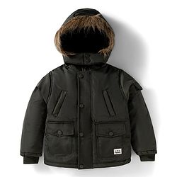 Babyhug Woven Full Sleeves Solid Hooded Padded Jacket With Detachable Hood - Dark Green