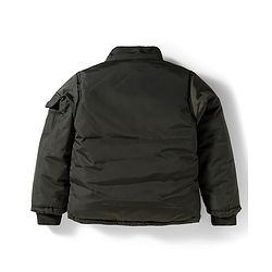 Babyhug Woven Full Sleeves Solid Hooded Padded Jacket With Detachable Hood - Dark Green