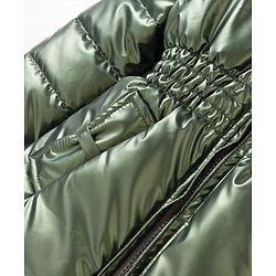 Babyhug Woven Full Sleeves Padded Hooded Jacket with Sequin Star Design - Olive Green