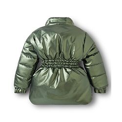 Babyhug Woven Full Sleeves Padded Hooded Jacket with Sequin Star Design - Olive Green