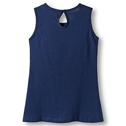 Babyhug Single Jersey Knit Sleeveless Frock With Floral Print & Bow Applique - Navy Blue