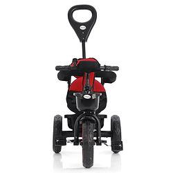 Babyhug Plug & Play Tricycle with Parental Push Handle & Cushion Seat  Red| High Backrest| Non-slip Pedals| Removable Safety Bar| Foldable Footrest| Puncture Proof Wheels