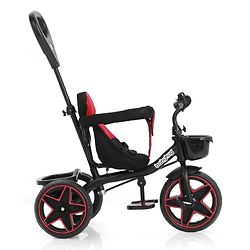 Babyhug Plug & Play Tricycle with Parental Push Handle & Cushion Seat  Red| High Backrest| Non-slip Pedals| Removable Safety Bar| Foldable Footrest| Puncture Proof Wheels
