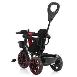 Babyhug Plug & Play Tricycle with Parental Push Handle & Cushion Seat  Red| High Backrest| Non-slip Pedals| Removable Safety Bar| Foldable Footrest| Puncture Proof Wheels