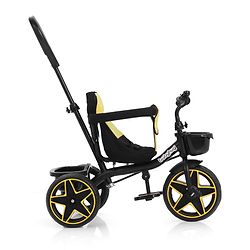 Babyhug Toddler Tricycle with Parental Push Handle, Cushioned Seat, Removable Safety Bar & Foldable Footrest  Plug & Play, Durable EVA Wheels  Yellow
