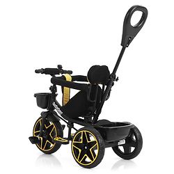 Babyhug Toddler Tricycle with Parental Push Handle, Cushioned Seat, Removable Safety Bar & Foldable Footrest  Plug & Play, Durable EVA Wheels  Yellow