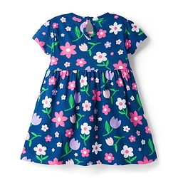 Babyhug Cotton Knit Half Sleeves Floral Printed Frock with Bloomer - Purple