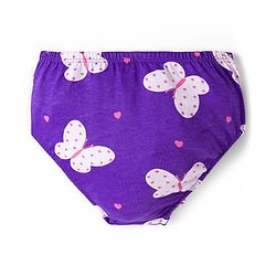 Babyhug Cotton Knit Half Sleeves Butterfly Printed Frock With Bow Applique & Bloomer - Purple