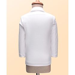 Babyhug Knit Full Sleeves Solid Color Blazer with T-Shirt - White & Red