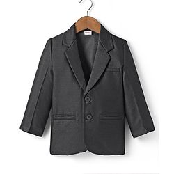 Babyhug Woven Full Sleeves Solid Coloured Blazer - Black