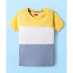 Babyhug Single Jersey Knit Half Sleeves T-Shirts & Shorts Sets With Stripes & Sea Life Print Pack of 4 - Yellow & White