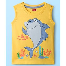 Babyhug Single Jersey Knit Half Sleeves T-Shirts & Shorts Sets With Stripes & Sea Life Print Pack of 4 - Yellow & White