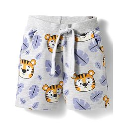 Babyhug Single Jersey Knit Half Sleeves T-Shirt  & Shorts Set Animal Print - Lavender