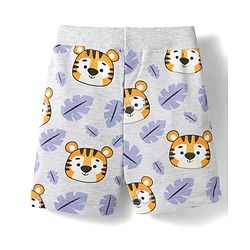 Babyhug Single Jersey Knit Half Sleeves T-Shirt  & Shorts Set Animal Print - Lavender