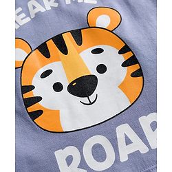 Babyhug Single Jersey Knit Half Sleeves T-Shirt  & Shorts Set Animal Print - Lavender