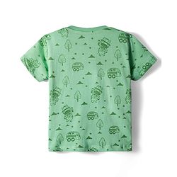 Babyhug Single Jersey Knit Half Sleeves T-Shirt and Shorts Set with Giraffe Print - Green & Yellow