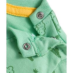 Babyhug Single Jersey Knit Half Sleeves T-Shirt and Shorts Set with Giraffe Print - Green & Yellow