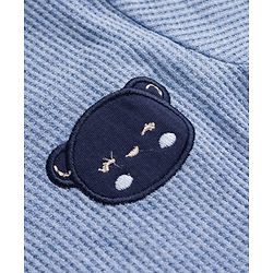 Babyhug Single Jersey Knit  Half Sleeves Textured T-Shirt & Shorts Set With Teddy Patch Embroidery - Blue
