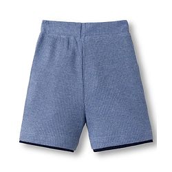 Babyhug Single Jersey Knit  Half Sleeves Textured T-Shirt & Shorts Set With Teddy Patch Embroidery - Blue