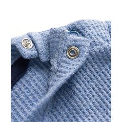 Babyhug Single Jersey Knit  Half Sleeves Textured T-Shirt & Shorts Set With Teddy Patch Embroidery - Blue