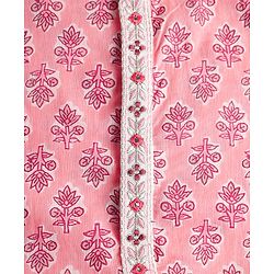 Babyhug Cotton Woven Full Sleeves Kurta Dhoti Set With Floral Print - Pink