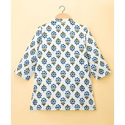Babyhug Cotton Woven Full Sleeves Kurta & Pyjama Set With Floral Print - White