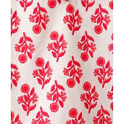 Babyhug Cotton Woven Full Sleeves Cambric Printed Kurta Dhoti Set with Digital Floral Print - White & Pink