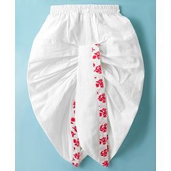 Babyhug Cotton Woven Full Sleeves Cambric Printed Kurta Dhoti Set with Digital Floral Print - White & Pink