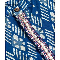 Babyhug Cotton Woven Full Sleeves Cambric Digital Printed Kurta Dhoti Set - Indigo