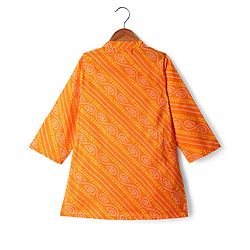 Babyhug Cambric Woven Full Sleeves Bandhani Printed Kurta With Dhoti Set - Orange