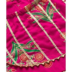 Babyhug Cotton Woven Three Fourth Sleeves Ethnic Dress with Floral Print - Dark Pink