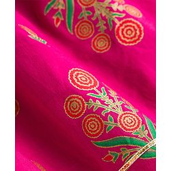 Babyhug Cotton Woven Three Fourth Sleeves Ethnic Dress with Floral Print - Dark Pink