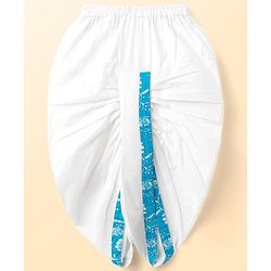 Babyhug Cotton Woven Full Sleeves Kurta & Dhoti Set with Floral Print - Light Blue & White