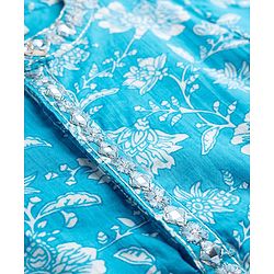 Babyhug Cotton Woven Full Sleeves Kurta & Dhoti Set with Floral Print - Light Blue & White