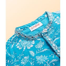 Babyhug Cotton Woven Full Sleeves Kurta & Dhoti Set with Floral Print - Light Blue & White