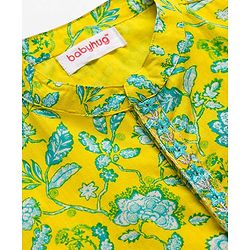 Babyhug Cotton Woven Full Sleeves Kurta Dhoti Set with Floral Print - Yellow
