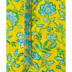 Babyhug Cotton Woven Full Sleeves Kurta Dhoti Set with Floral Print - Yellow